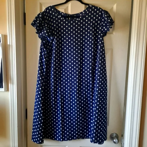 blue and white polka dot dress plus size Plus Size Sugar Lips Navy and White Polka Dot Smocked Dress
